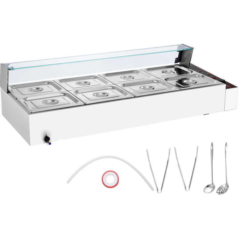 8-Pfannen-Speisewärmer für den gewerblichen Gebrauch, 1700 w Bain Marie aus Edelstahl für die Arbeitsplatte, 8 x 8 qt silberner elektrischer