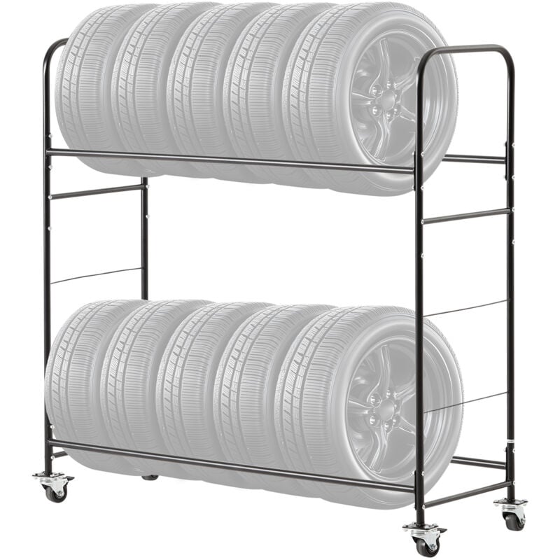 Mophorn Reifen-Rollregal, 2-Regalböden, robuster Reifenhalter aus Stahl, einstellbare Höhe, Schutzabdeckung, Rad, bietet Platz für 12 Reifen für die
