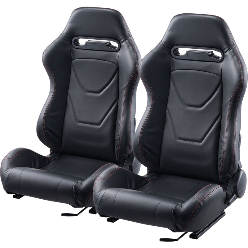 Mophorn Rennsitz 2er-Set, verstellbares Liege-Cockpit mit hochelastischem Schaumstoff, PVC-Leder, Q235B-Schieber für Rennwagen und Go-Karts