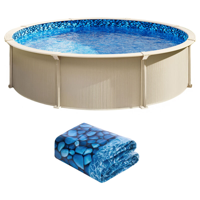 Mophorn runde Aufstellpoolfolie, 2,44 m, überlappende Vinylfolie, Standardstärke, 122–137 cm Wandhöhe, Ersatzfolie für Pools mit Stahlwänden