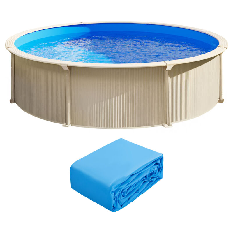 Runde Poolfolie, φ 460x120 cm, Innenfolie, Ersatzfolie, Innenhülle, Schwimmbadfolie, Unibead-Stil Standard-Vinylfolie, strapazierfähig, für