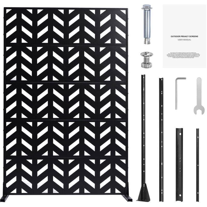 Mophorn - Sichtschutz aus Metall, 119,4 cm b x 182,9 cm h, 5-teilige Trennwand für den Außenbereich, freistehender Sichtschutzzaun aus Stahl für den