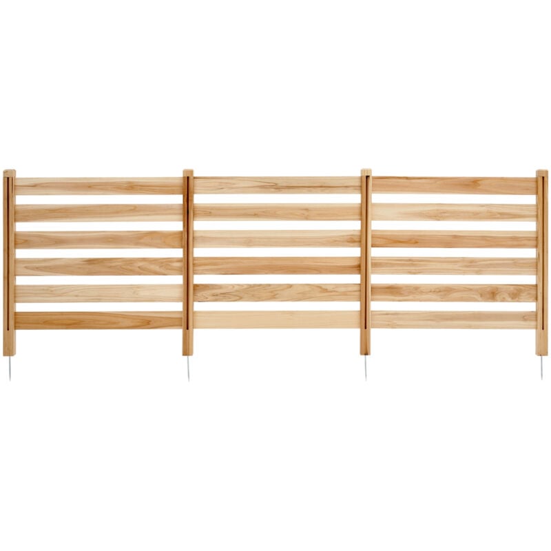 Sichtschutzzaun aus Holz, 914x914 mm, 3-Paneele-Lamellenzaun für Klimageräte, Poolumzäunung mit Metallpfählen, Mülltonnenabdeckung für den