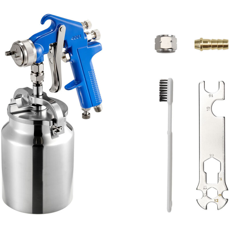 Mophorn Siphon-Lackierpistole mit hoher Zerstäubung, 1000-ccm-Farbsprüh-Set, 1,8-mm-Düse, regulierbare Durchfluss- und Luftmenge für Fahrzeug-,