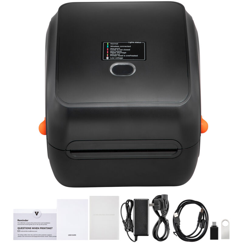 Mophorn - Thermo-Etikettendrucker 300 dpi für 4 x 6 Versandpakete, kabelloses Bluetooth mit automatischer Etikettenerkennung, unterstützt