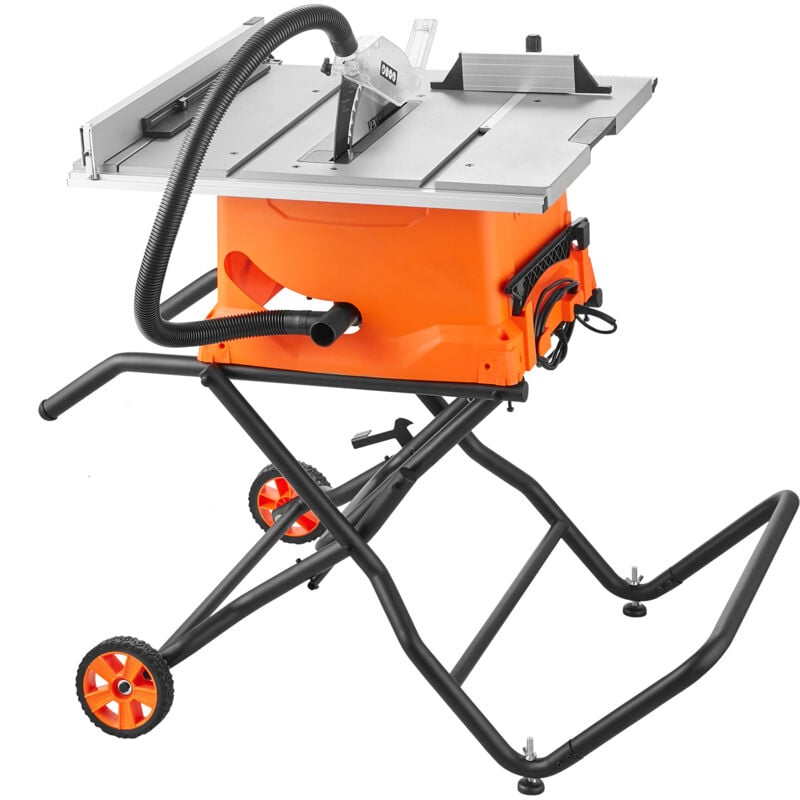 Mophorn - Tischkreissäge mit Ständer, 10 Zoll, 8 Ampere, 25 Zoll maximale Schnittkapazität, 4800 U/min Schnittgeschwindigkeit, 40-Zahn-Sägeblatt,