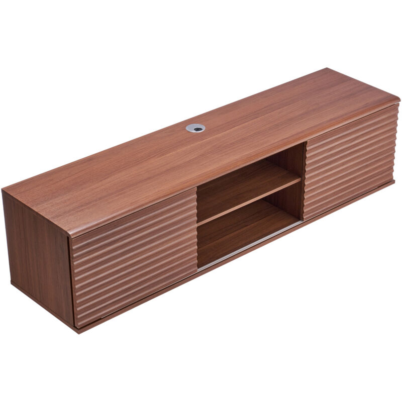 Mophorn - TV-Schrank hängend mit Wandhalterung, Fernsehschrank mit flexiblen Regalen & Schiebetüren, Regal mit Stauraum für DVD-Player und