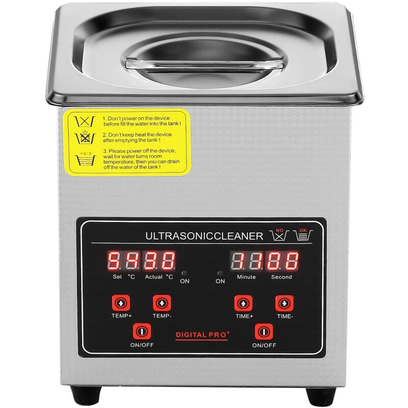 Ultraschallreiniger mit digitalem Timer und Heizung, 2 l professioneller Ultraschall-Schmuckreiniger aus Edelstahl für Brillen, Uhren, Ringe,