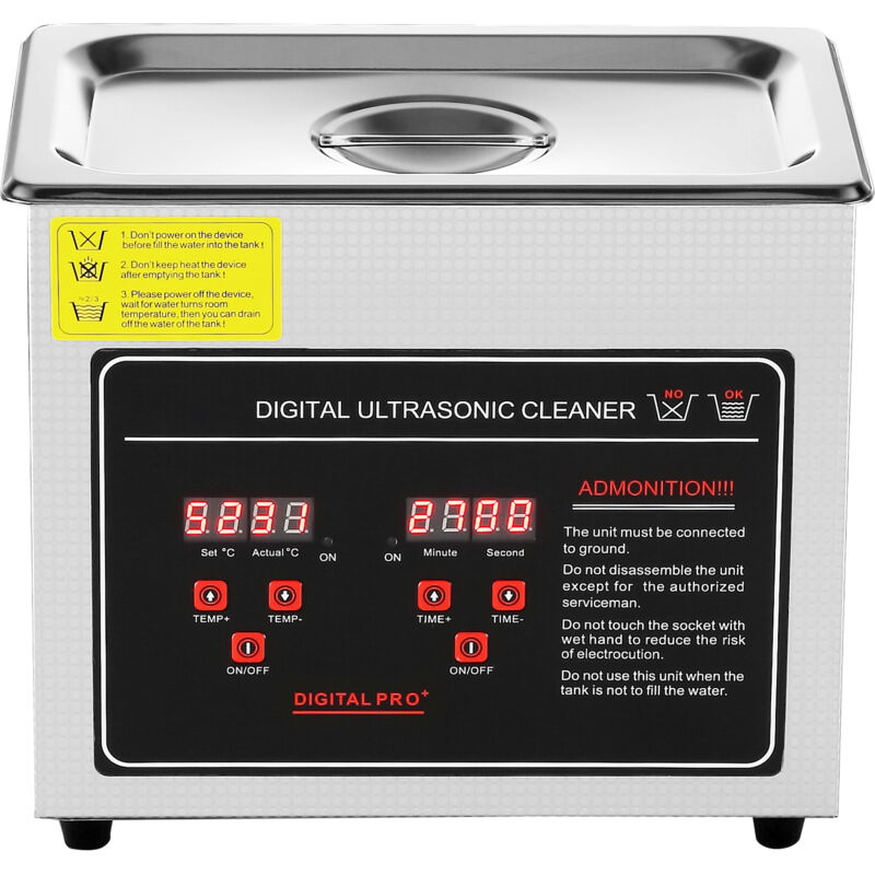 Mophorn - Ultraschallreiniger von mit digitalem Timer und Heizung Professionelle 6-Liter-Reinigungsmaschine aus Edelstahl mit Heizung