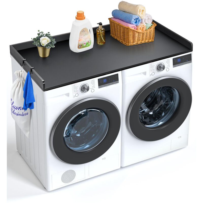 Waschtrockner-Arbeitsplatte, 137,2 x 68,6 cm, Wäscheauflage aus Holz, wasserabweisende Abdeckung mit Anti-Rutsch-Pads, für die Organisation der