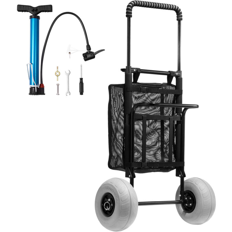 Morphron Strandkarren mit großen Rädern für Sand. 20,1'x 14,6' Ladefläche. Klappbarer Karren mit 9'Ballonrädern, 165 lbs Kapazität. 27,2' - 44,9'