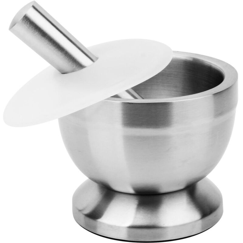 Mörser und Stößel aus Edelstahl, Küchenmörser und Stößel für Knoblauch, Gewürze, Kräuter, Medikamente, Pillen – 11,7 x 8,7 cm