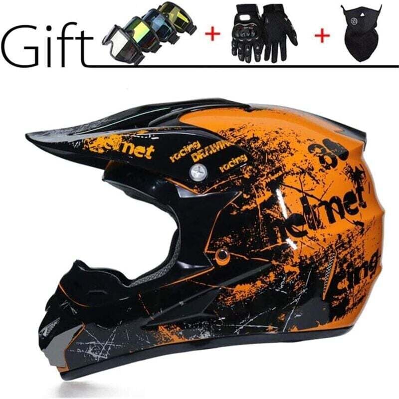 Motocross-Helm für Erwachsene, Herren-Motorradhelm mit Handschuhen/Maske/Brille, DOT-geprüft, Mountainbike-Helm, DH, Enduro, Quad, ATV, Größe L