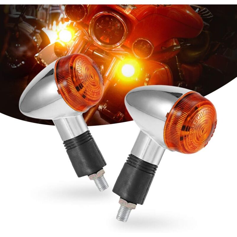 Motorrad-Blinker, 2 Stück, verchromte Bullet-Front-Rücklichter für Honda, Harley, Kawasaki, Suzuki, Yamaha, Motorrad, Street Standard, Custom Bike,