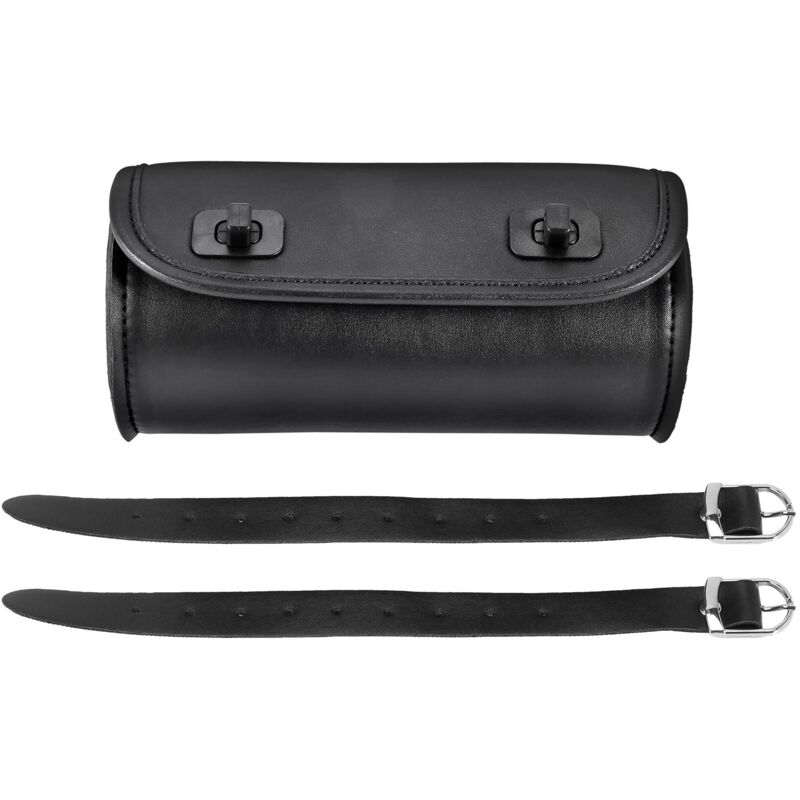 Tlily - Motorrad-Gabeltasche, PU-Leder, Lenker-Werkzeugtasche, Sissybar-Rollenaufbewahrung, Sattel mit 2 Riemen, universell