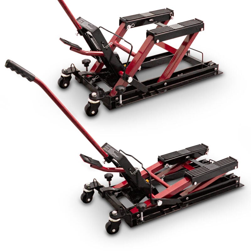 Bituxx Motorradheber Heber Montageständer Hebebühne Montageheber Motorradhebebühne Hydraulisch Lifter Bock ATV Quad bis 680Kg Rot