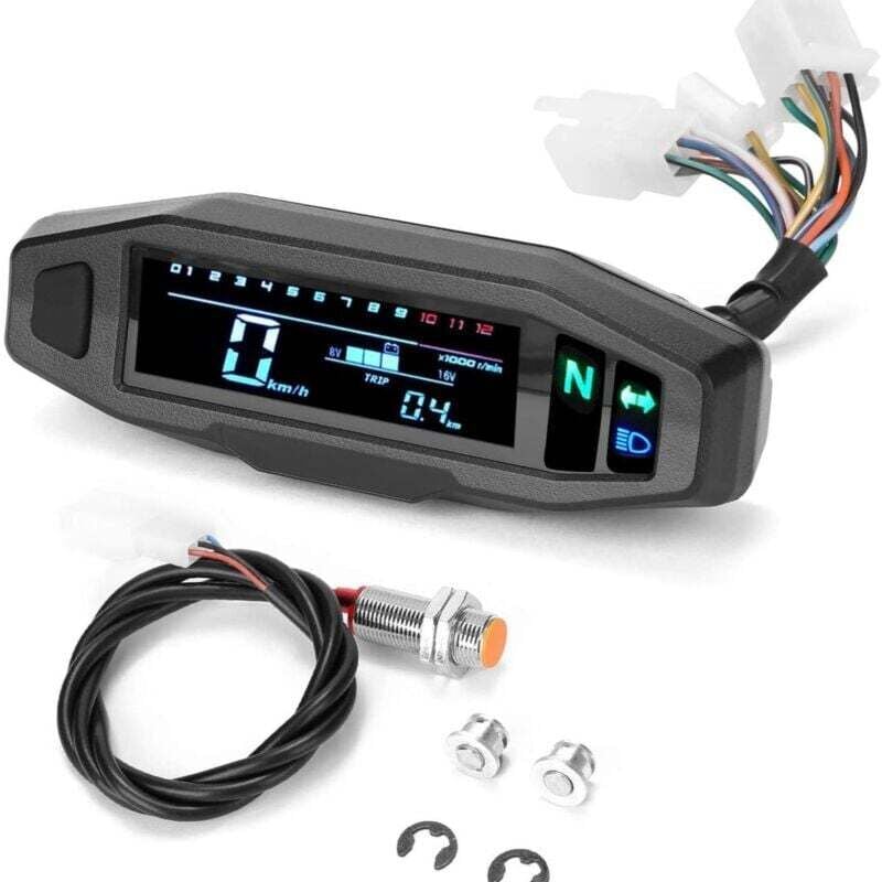Motorrad-Kombiinstrument - Digitaler Motorrad-Tachometer - Wasserdichter, blendfreier HD-Mini-LCD-Motorrad-Tachometer für Kontrollleuchte