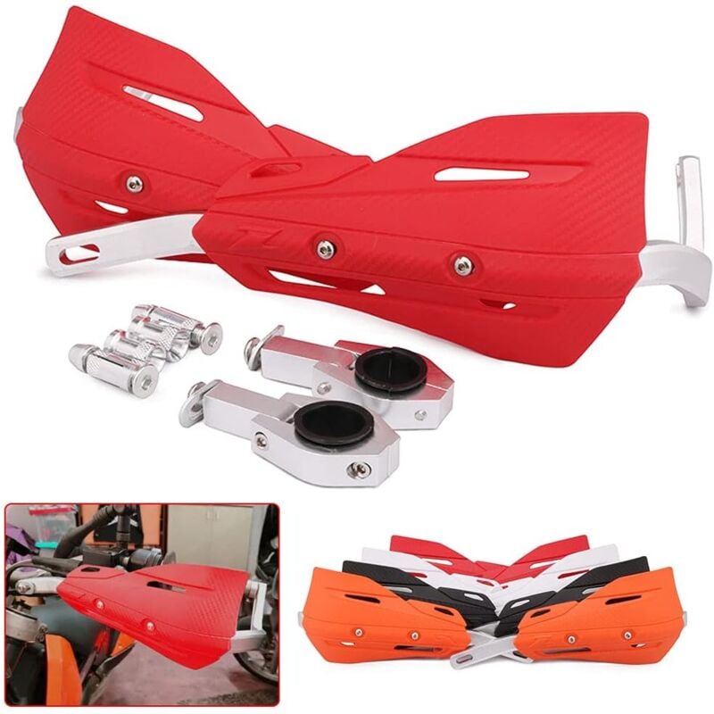 Ersandy - Motorrad-Kreuz-Handschutz, Aluminium-Griffschutz für 22 mm und 28 mm Motorrad-Handschutz Dirt Bike Pit Bike Enduro atv Supermoto Quad-Rot