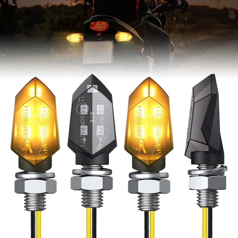 Motorrad LED Blinker, 4er Set Mini Motorrad Blinker 12V, Universal Wasserdicht IP65 Blinker für Motorrad, Roller, Quad, Cruiser, Offroad