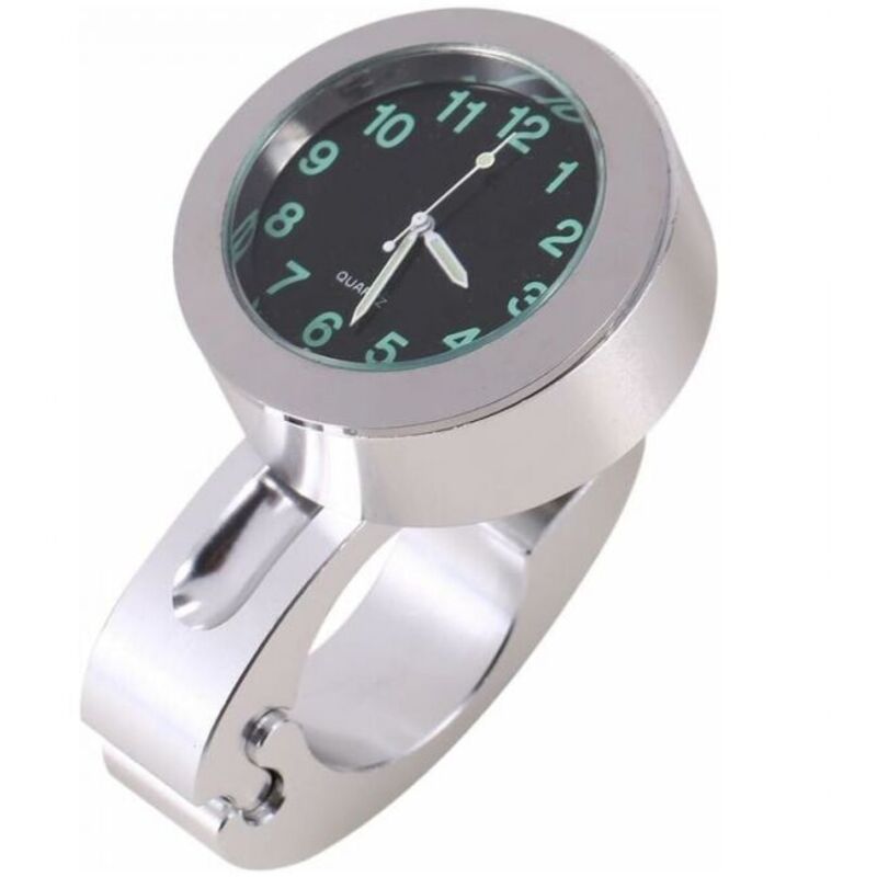 Motorrad-Lenkeruhr, silberne Motorrad-wasserdichte Lenkeruhr mit leuchtender Halterung für die meisten Motorrad-Cruiser-Chopper
