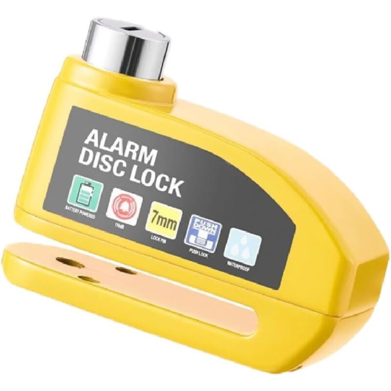 Motorrad-Scheibenschloss, 110 dB Sound Lock für Motorrad, Fahrrad und Roller (Gelb)