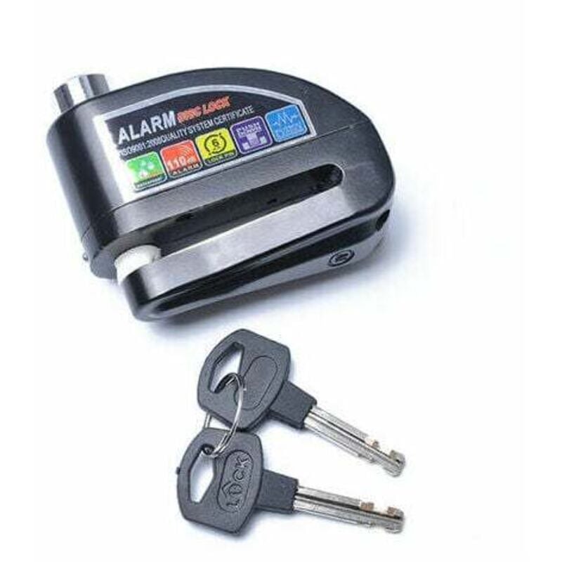 Motorrad-Scheibenschloss mit 110 dB Alarm, Roller-Scheibenschloss, Motorradalarm für Motorrad/Fahrrad/Roller, 2 Schlüssel, Schwarz