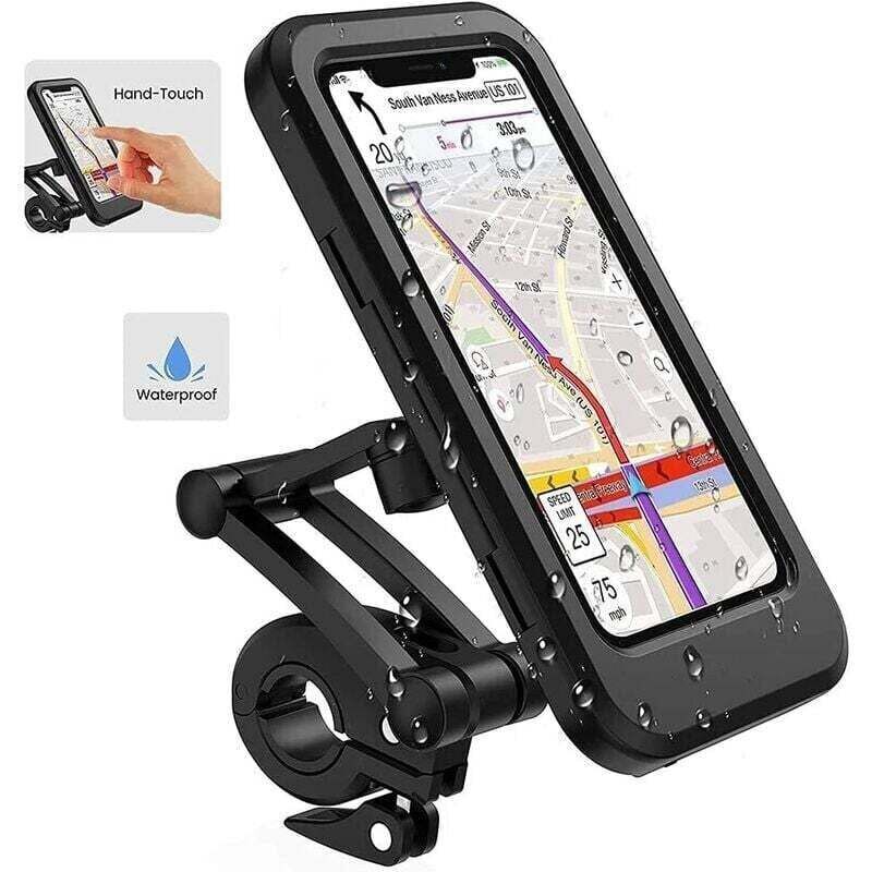 KZQ - Motorrad-Telefonhalter, wasserdichter Fahrrad-Telefonhalter, 360°-Motorrad-Roller-Smartphone-Halter mit Motorrad-Regenschutz-Telefonhalter