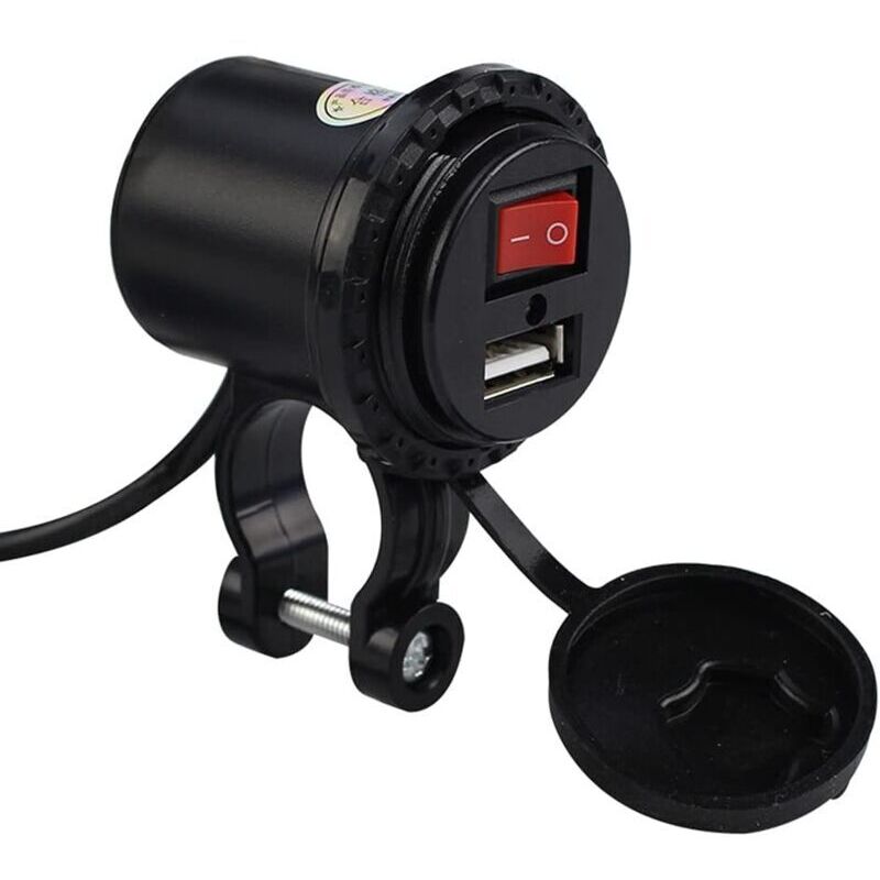 Motorrad-USB-Autoladegerät, 5 V/2,1 a, wasserdichte Motorrad-USB-Ladebuchse mit Ein-/Aus-Schalter, Lenkerhalterung, Steckdose für Telefone, Tablets,