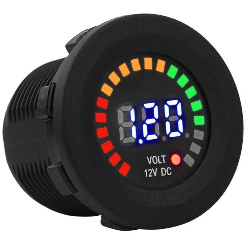 Motorrad-Voltmeter, 12 V Motorrad-Auto-LED-Digitalanzeige Voltmeter Wasserdichtes Spannungsvoltmetermessgerät Schwarz Neu