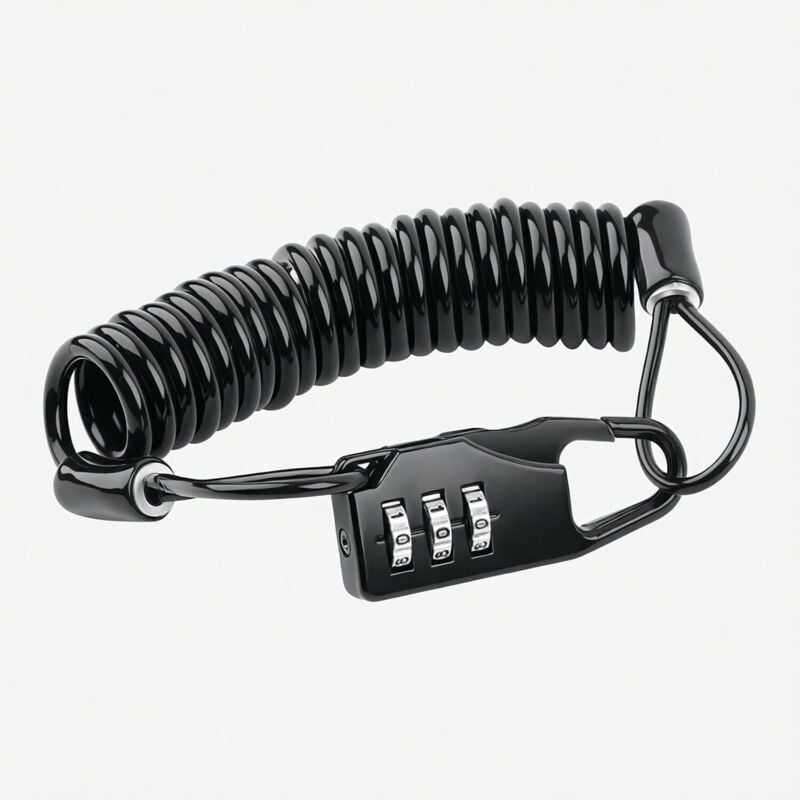 Motorradhelmschloss, Mini-tragbares 3-stelliges Zahlenschloss, gehärtetes Stahlkabelschloss für Helme, Fahrräder, Gepäck, Rucksäcke und Elektroroller.