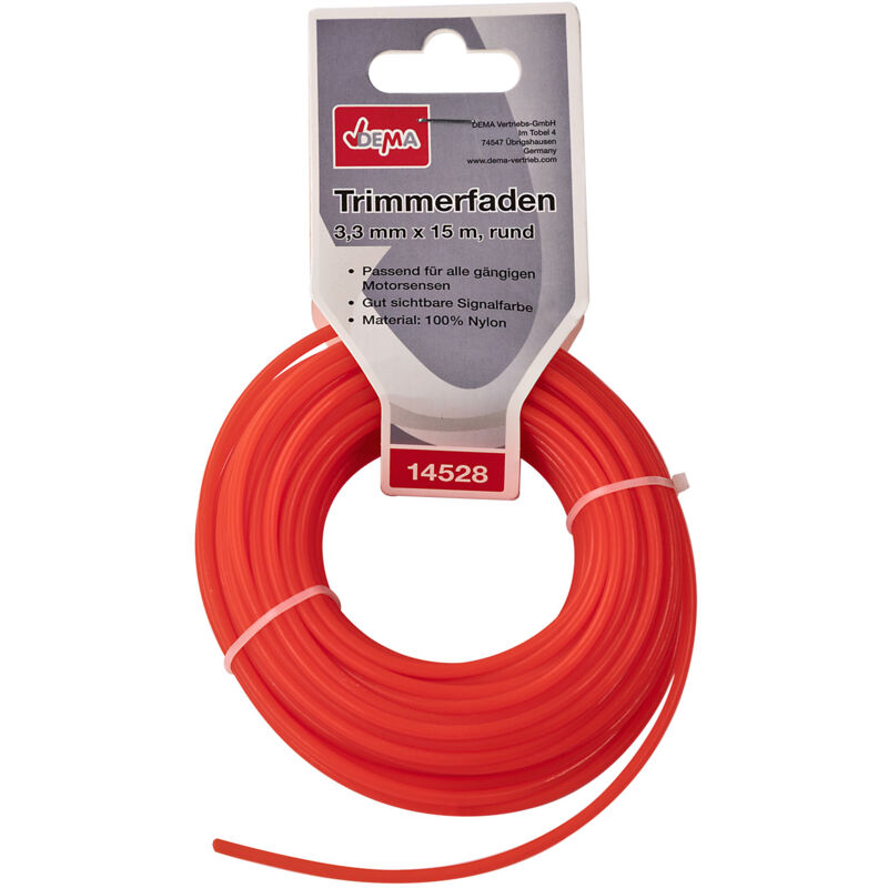 Dema - Motorsense Freischneider Mähfaden Trimmerfaden 3,3mm-15m rund Nylon Signalfarbe