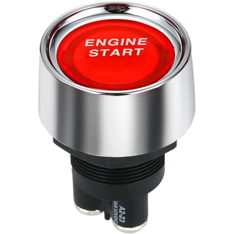 Motorstartknopf Auto DC 12 V 50 A Rot Auto Motorstartknopf Lichtschalter Druckstart-Zündschalter für Rennsport (EIN)-Aus-Momentschalter (Rot)