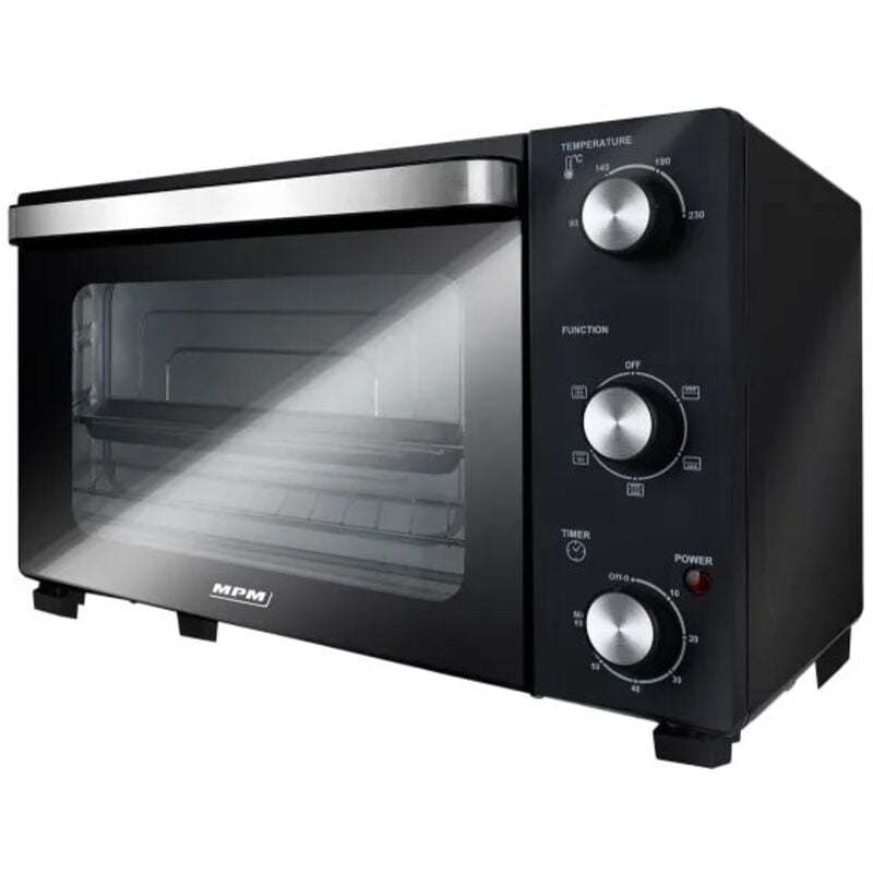 Elektrischer freistehender Backofen de 22 Liter, Umluft, mini-Backofen, Timer, 230 °c, 1300 w, Farbe schwarz - MPM