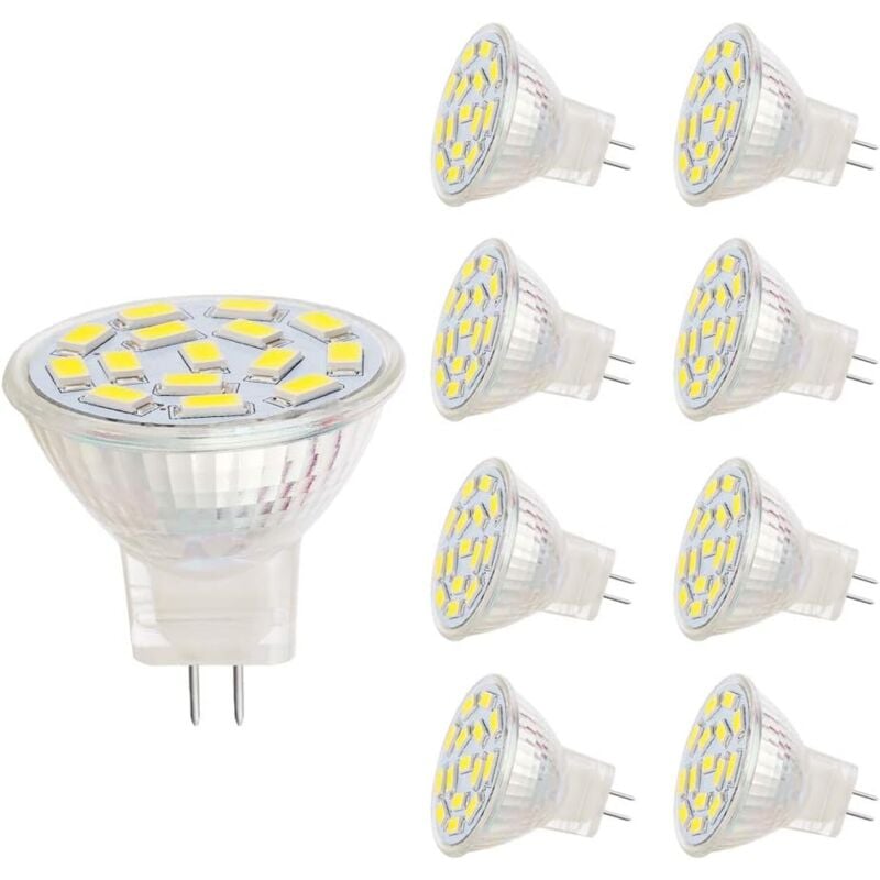 Aougo - MR11 LED-Lampen, GU4.0-Sockel, 3 w, passende 20–30 w Halogenlampen, 12 v ac/dc, 350 lm, 120° Strahler, Schienenbeleuchtung, weiß (6000 k, 8