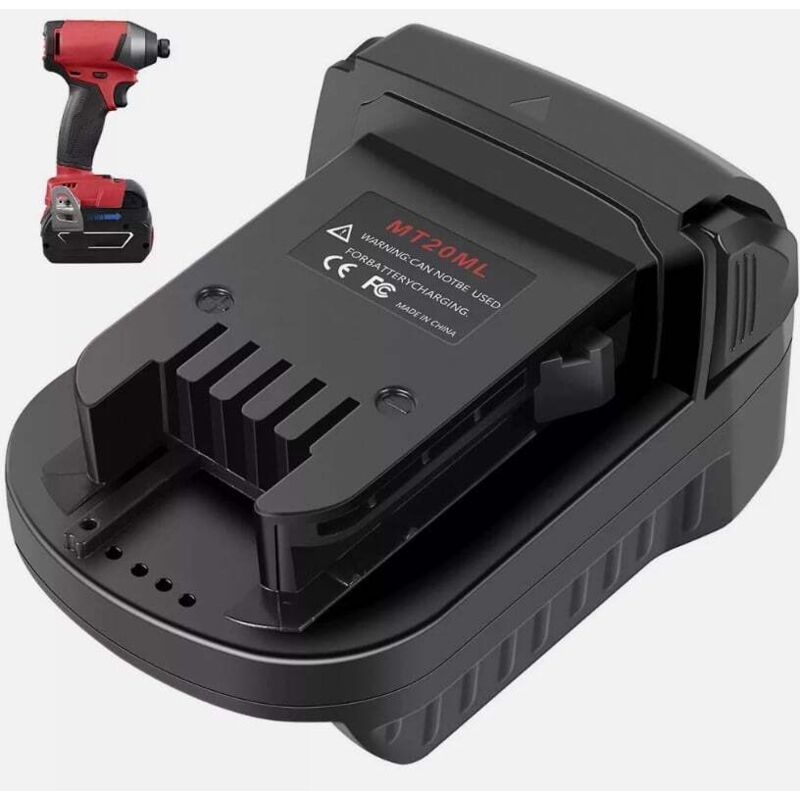 Sjqka - MT20ML Akku-Adapter-Konverter für Milwaukee M18 18 v Lithium-Akku-Elektrowerkzeuge, Konvertieren mit Makita 18 v 20 v BL1830 BL1840 Akku für