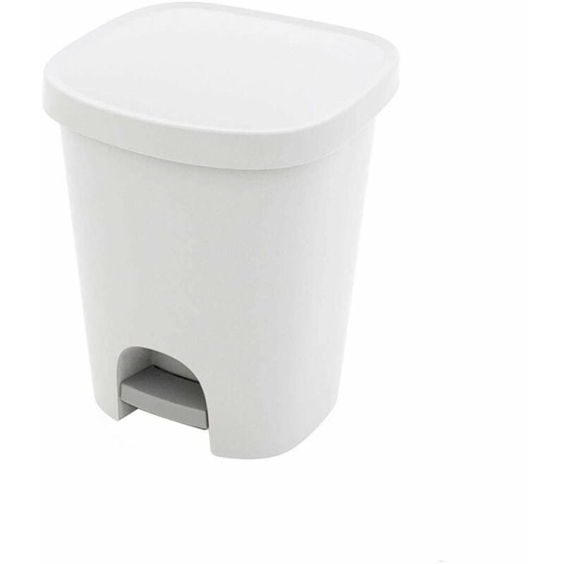 Cubo Basura Con Pedal 25 Litros Plastico Blanco