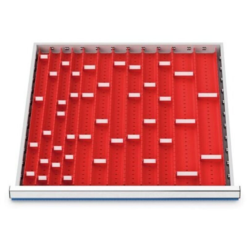 Muldenplatten Set 56-teilig, r 24-24, Schubladennutzmaß 600 x 600 mm, Blendenhöhe 50 / 75 mm Maße in mm (BxTxH): 600 x 600 x 30