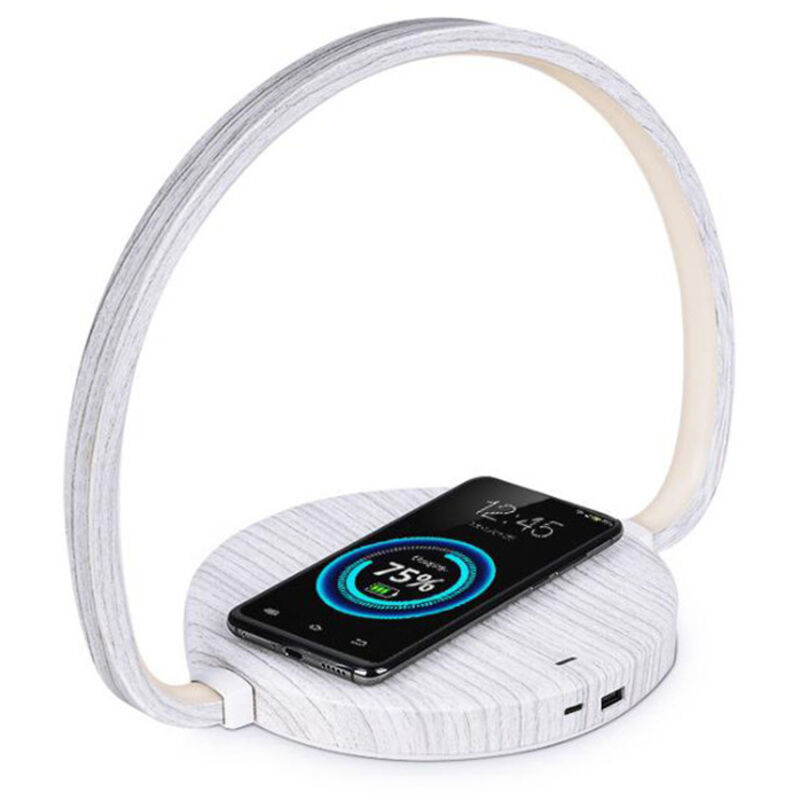 Vtizikl Lampe de bureau LED rotative multifonctionnelle téléphone portable charge sans fil USB charge rapide chambre lecture lampe de chevet