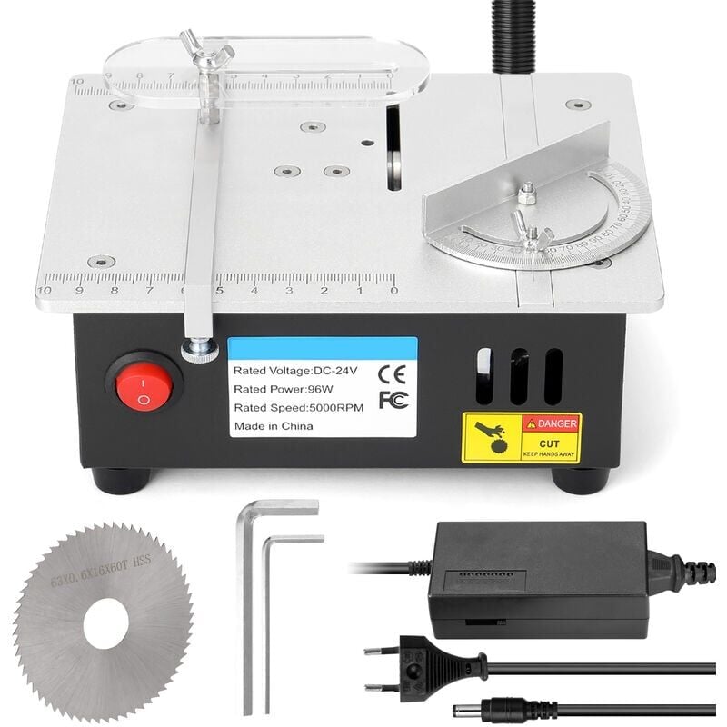 Ymyny - Multifunktionale Mini-Tischkreissäge, Mini-Tischkreissäge aus Aluminiumlegierung, DIY-Kleinschneider, 7-Gang-Vorschub mit