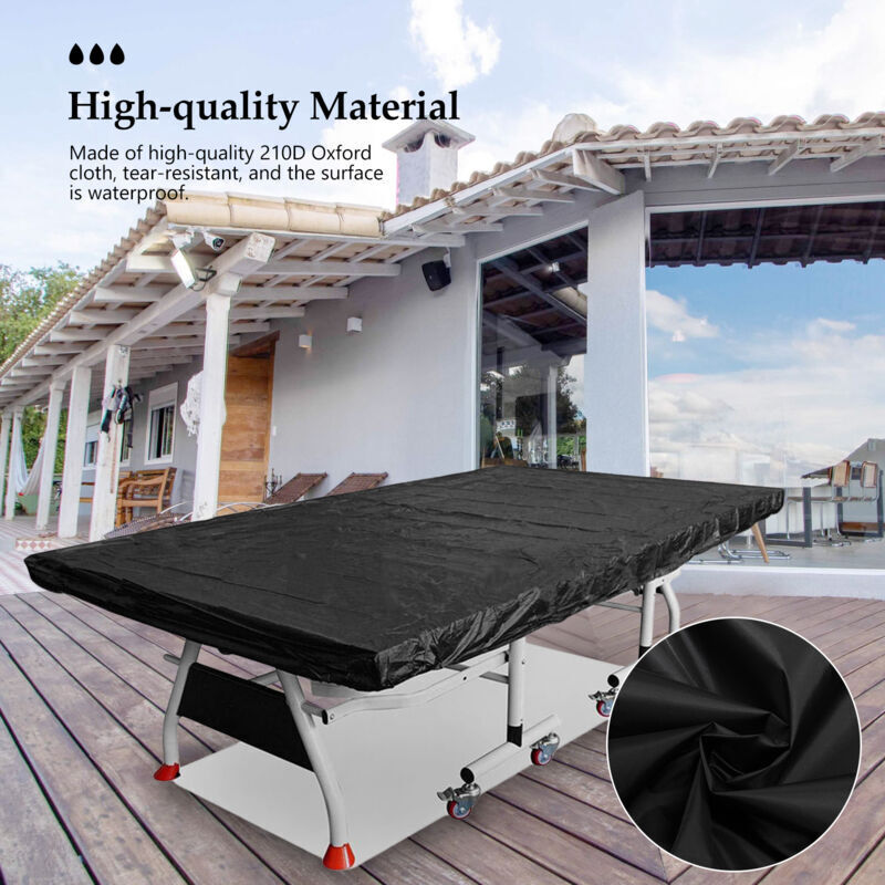 KZQ - Multifunktionale Tischtennisplatte-Abdeckung, schwarzes 210D Oxford-Gewebe, UV-beständig, wasserdicht und feuchtigkeitsbeständig (280 x 1505 cm)