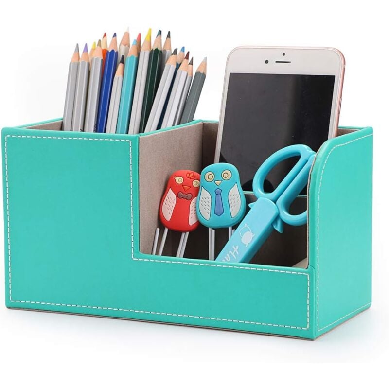 Multifunktionaler Bleistifthalter aus Leder für Schreibtisch, Schreibwaren-Organizer, Aufbewahrungsbox