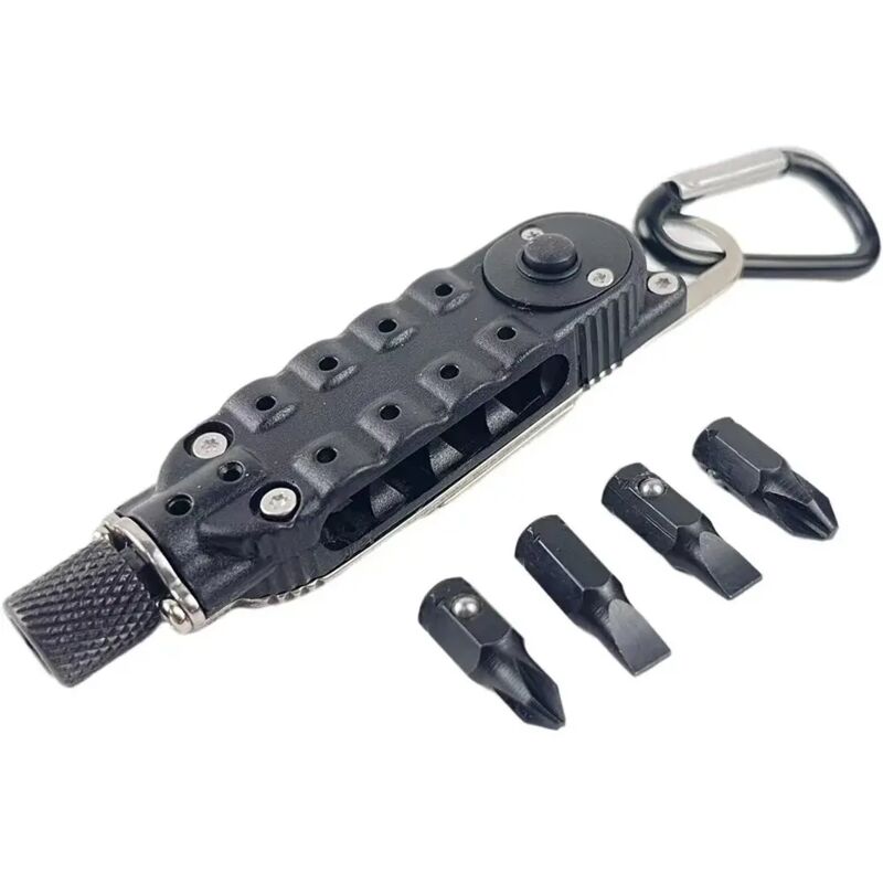 Multifunktionaler Schraubendreher-Schlüsselanhänger – Mini-EDC-Camping-Werkzeug mit LED-Licht und Flaschenöffner