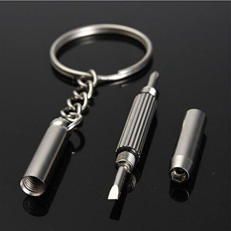 Multifunktionales 3-in-1-Reparaturset für Brillen, Handys und Uhren in Schraubendreherform mit tragbarem Schlüsselanhänger-Schraubendreher