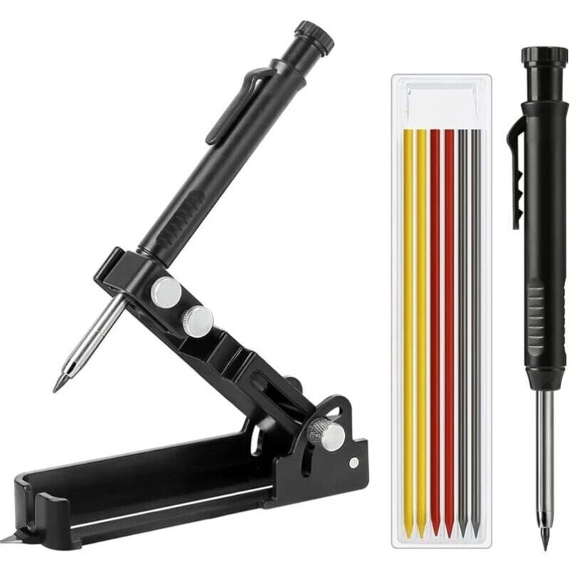 Multifunktionales Anreißwerkzeug, DIY-Anreißlehre, Anreißwerkzeug mit Tieflochstift, multifunktionaler Zimmermannsbleistift für die Holzbearbeitung