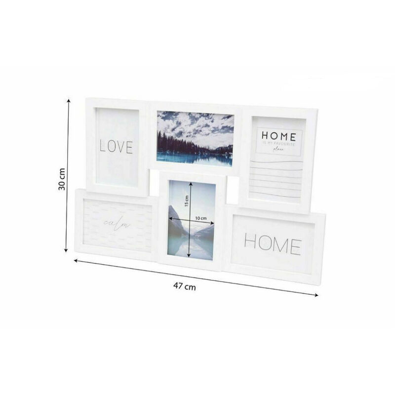 Trade Shop - MEHRFACHBILDRAHMEN WAND 6 FOTOS 10X15CM FOTOHALTER PVC WEIß 219637 -