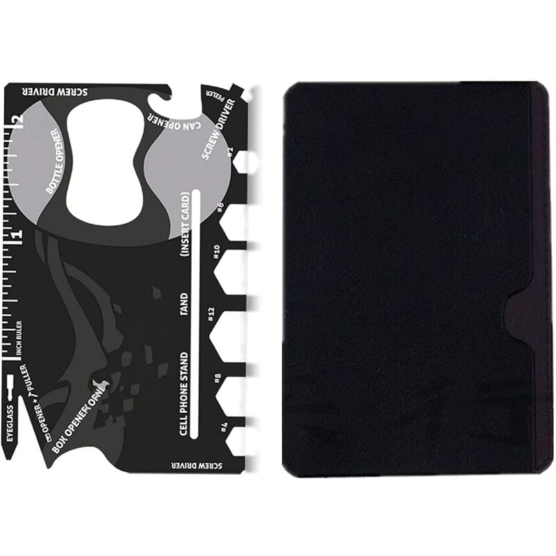 Ersandy - Multitool, 18-in-1 Multifunktionskarte, Edelstahl-Werkzeughalter, Multitool, Taschenwerkzeuge, Gadget, Flaschenöffner, Herren, Outdoor,