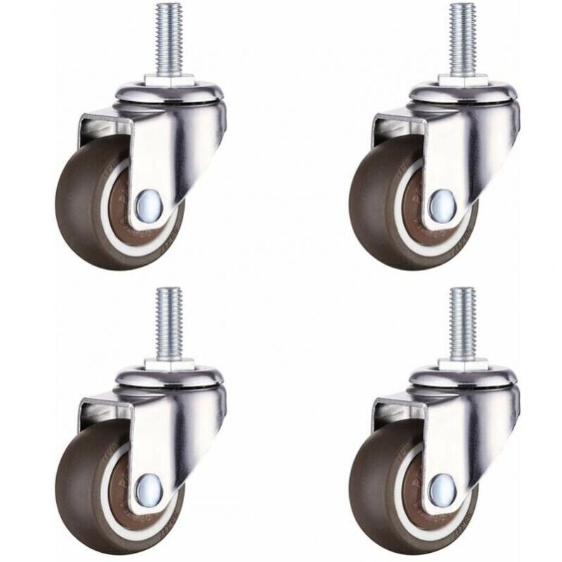 Ymyny - mumu 4 Stück 38 mm Gummi-Lenkrolle, Möbelrolle, M8 x 20 mm, für Trolley, Babybett