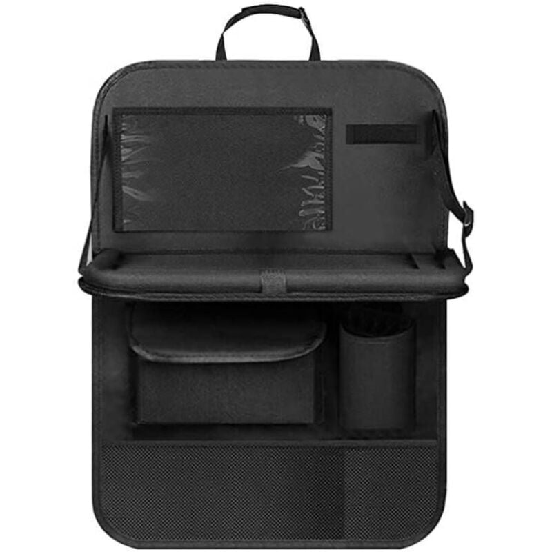 Mumu Organizer-Tasche für den Rücksitz des Kinderautos mit transparenter Tasche, Ablage und Handy-/iPad-Tasche (schwarz)