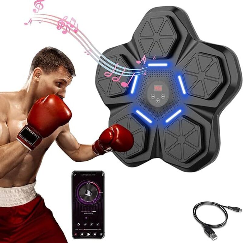Music Bluetooth Boxing Machine, Smart Bluetooth Boxmaschine mit Musik, LED Elektronische Musik Boxmaschine, Boxing Machine Wandmontage, 9 Boxen-Modi,