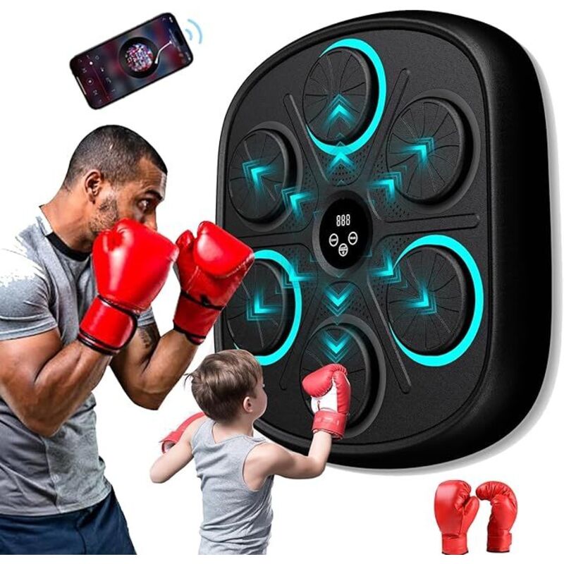 Musik Boxing Machine, Bluetooth Intelligente Boxmaschine Zur Wandmontage, Boxen Training Geräte mit Boxhandschuhen für Kinder, Erwachsene,